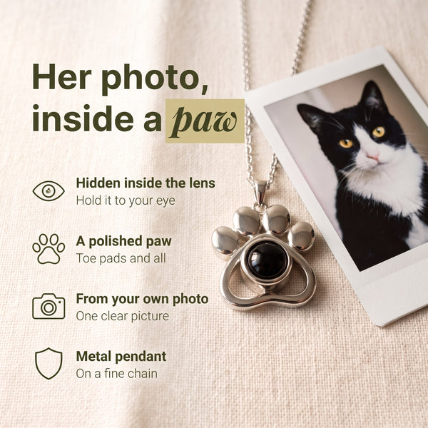 Hidden Photo Paw Necklace