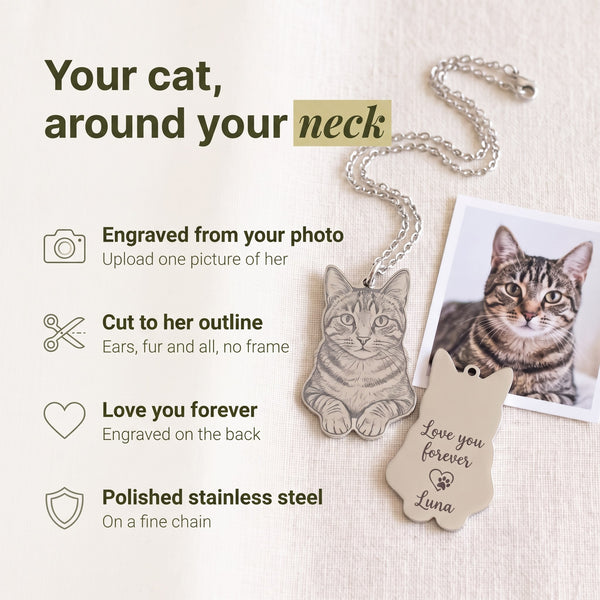 Engraved Cat Necklace
