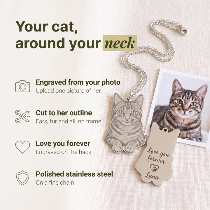 Engraved Cat Necklace