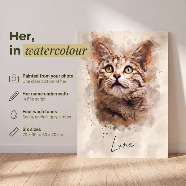 Watercolour Cat Portrait