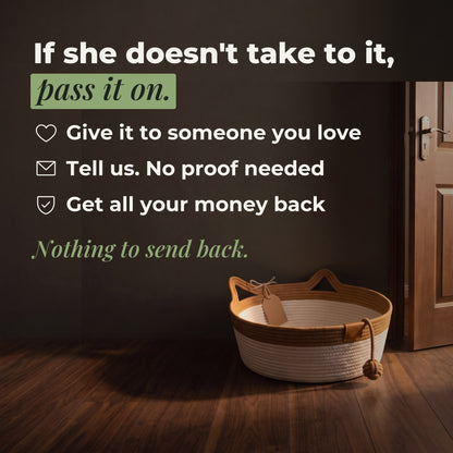 The Pass-It-On Guarantee: give it to someone you love, tell us, no proof needed, get all your money back — nothing to send back